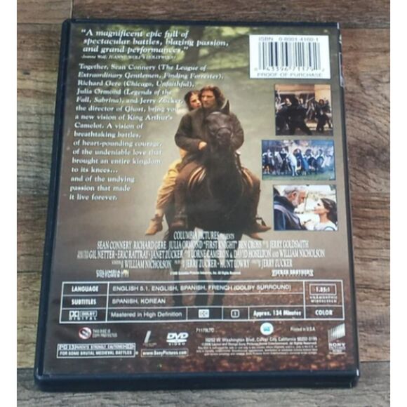 First Knight (DVD, 1995) Sean Connery, Richard Gere, Jerry Zucker (Director) - Picture 2 of 2